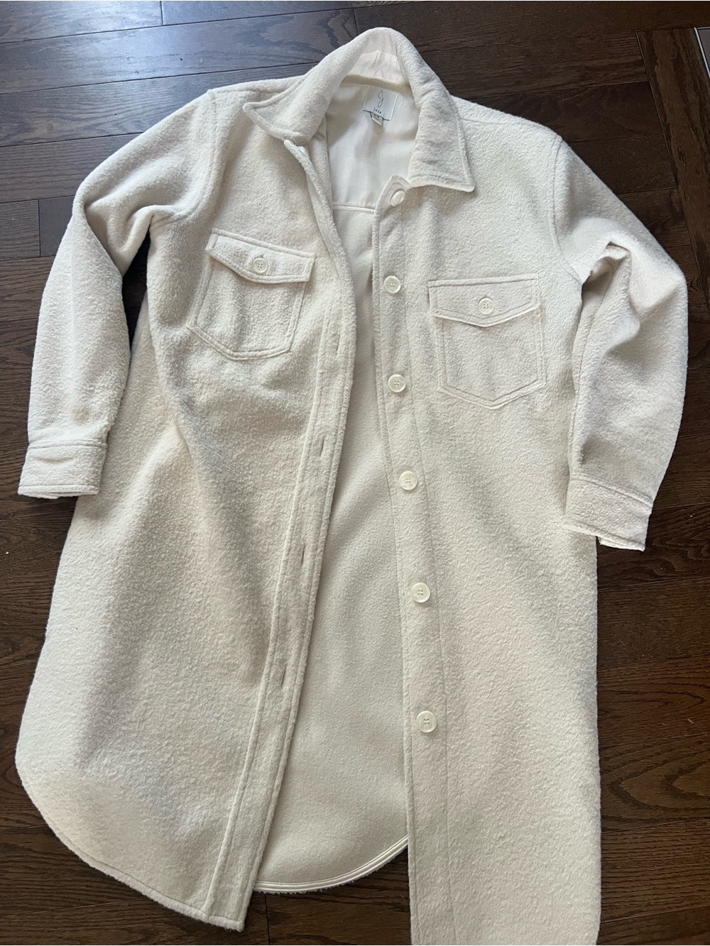 Joie Cream Button-Front Long shacket/jacket